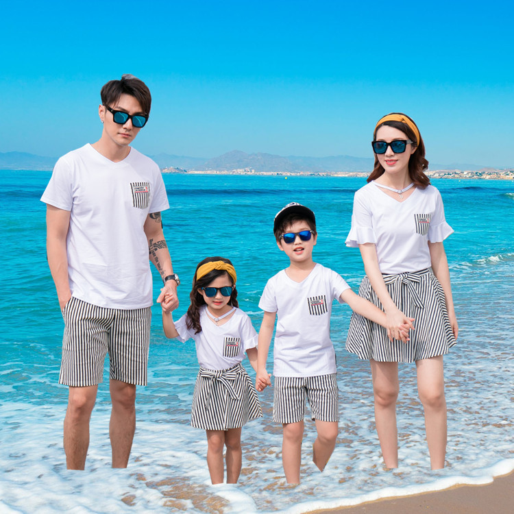 Bộ Áo Thun Cotton + Quần Short Thời Trang Mùa Hè Cho Mẹ Và Bé