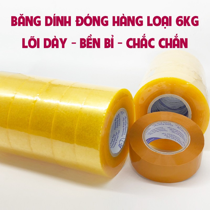 Băng Dính 6kg/Cây 6 Cuộn Dán Thùng Đóng Gói Hàng Hóa Cao Cấp