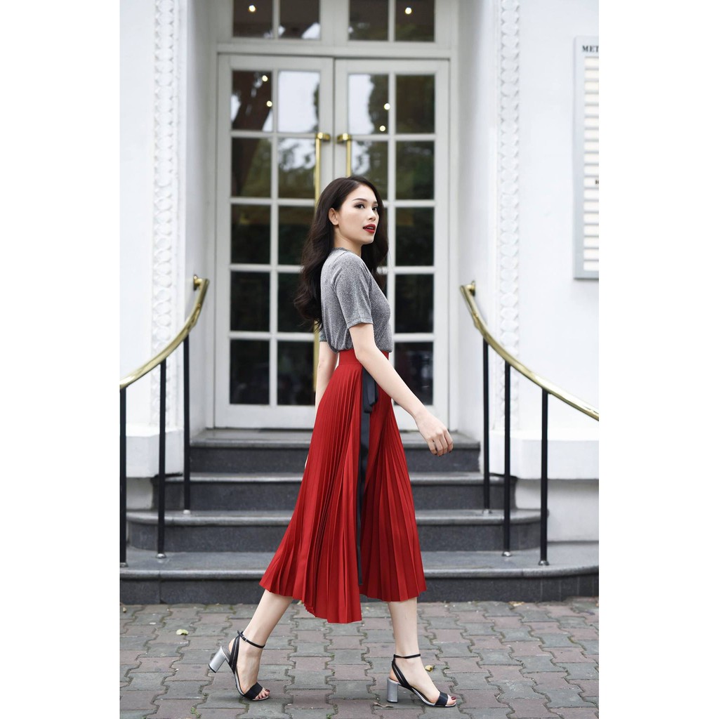 JOVEN-Chân váy dập ly đỏ | BigBuy360 - bigbuy360.vn