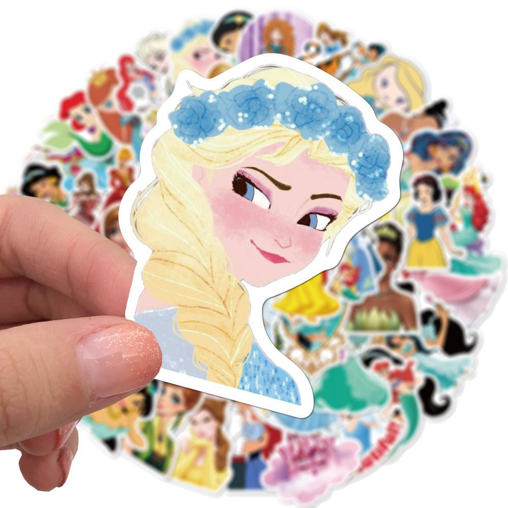100 Sticker Dán Laptop, Xe Đạp Hình Công Chúa Disney