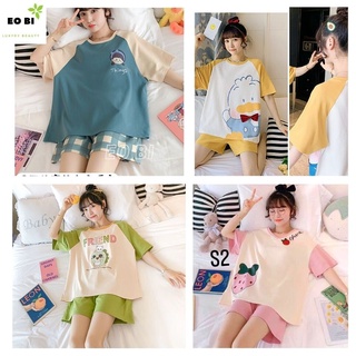 Bộ đồ ngủ nữ in hình kute ngộ nghĩnh dễ thương chất cottong mềm mịn thoáng mát -bộ mặc nhà nữ siêu xinh -EOBI