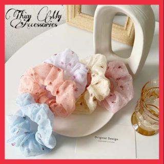 [Giá sỉ]Cột tóc scrunchies họa tiết hoa hồng- Thùy My Accessories