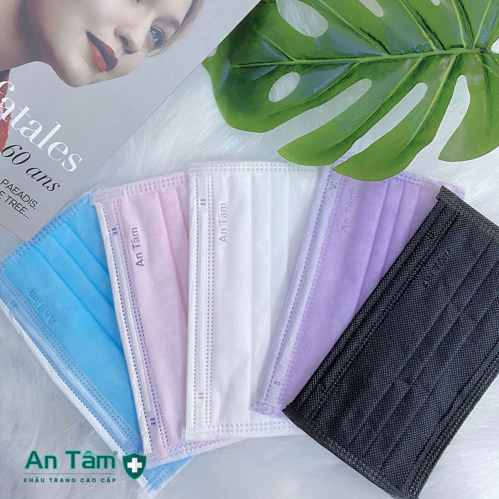 Combo 3 hộp khẩu trang y tế 4 lớp Giấy kháng khuẩn Chính Hãng AN TÂM - Hộp 50 cái