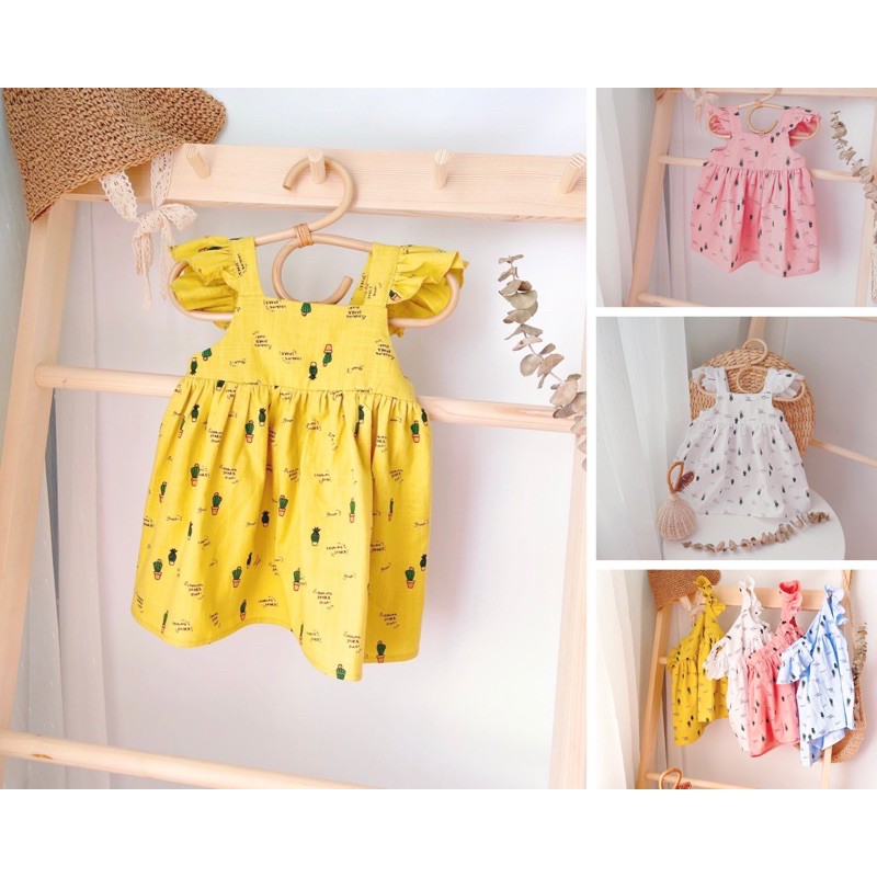 SĂN SALE!! VÁY 2 DÂY CÁNH TIÊN HÀNG QUẢNG CHÂU CAO CẤP HOẠ TIẾT XƯƠNG RỒNG CHO BÉ GÁI(8-18kg)