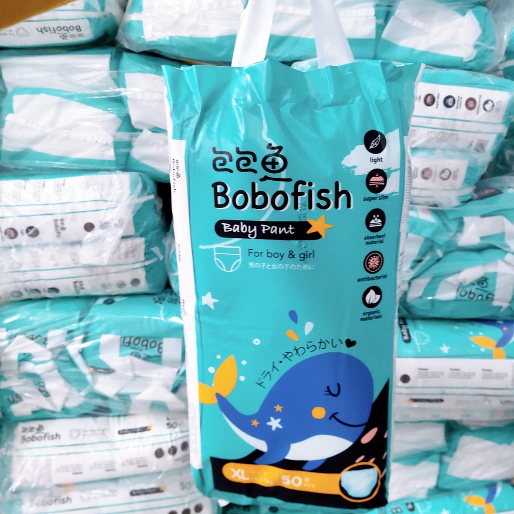 Bỉm Bobofish Cá Heo Bo Mông Cao Cấp S50/M50/L50/Xl50/XXL50/XXXL5