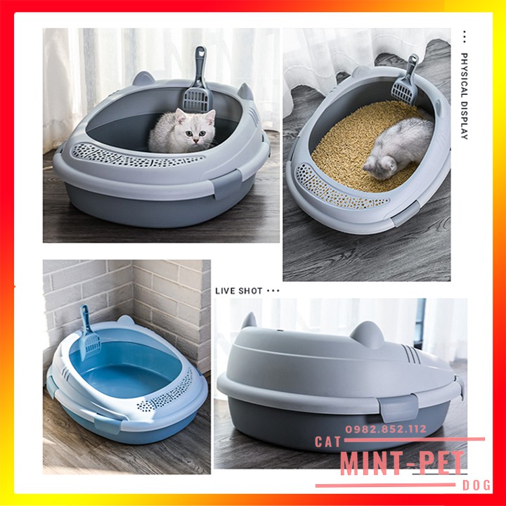 Khay Vệ Sinh Cho Mèo Size Nhỏ - Chậu Cát Mèo Hình Tai Mèo Dễ Thương #MintPet