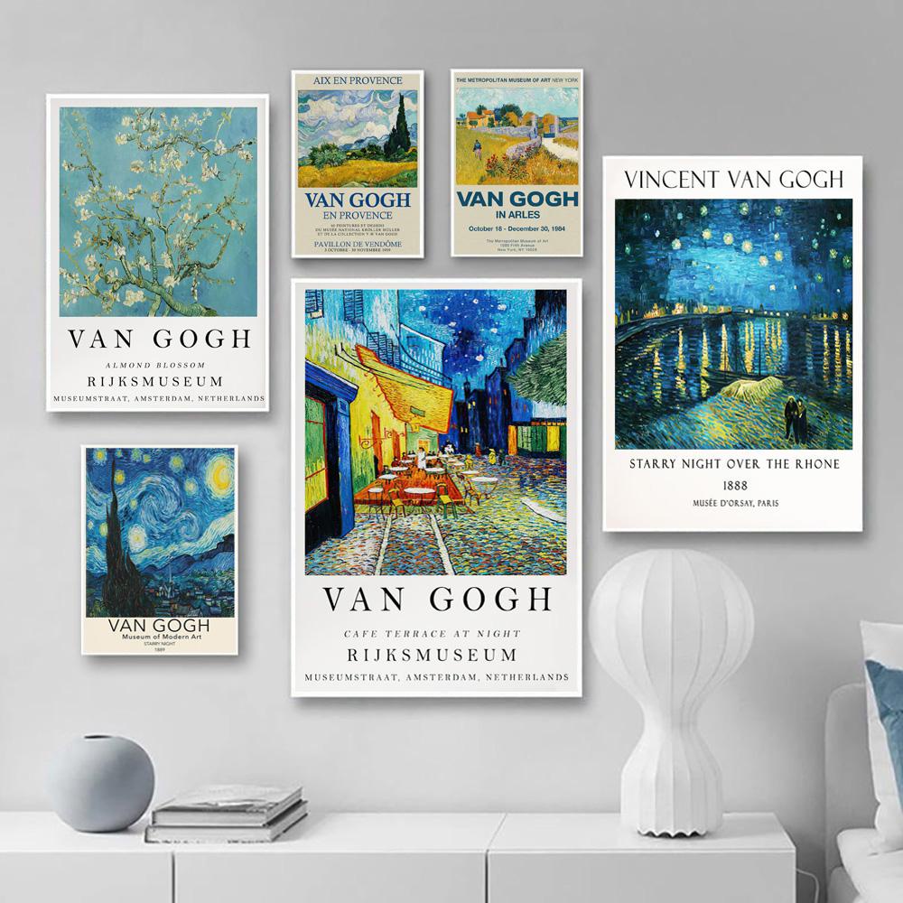 Tranh treo tường canvas trang trí hình tranh trừu tượng của Van Gogh đã có khung