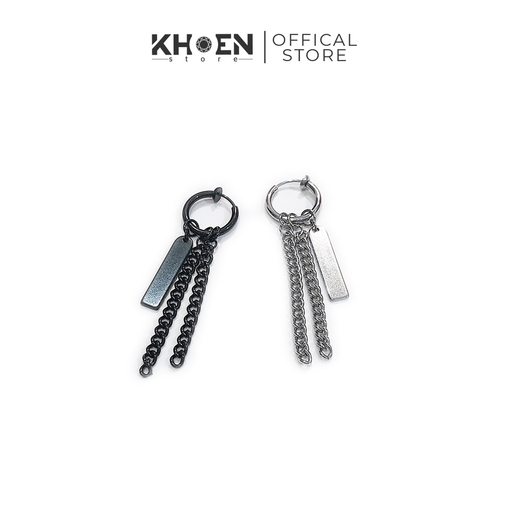 (1 Chiếc) Khuyên tai thanh dài dây xích (dạng kẹp) - thép không gỉ - Khoen Store