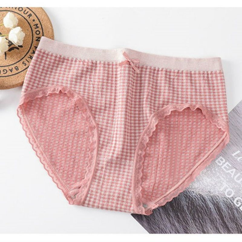 Hộp 5 quần lót nữ cotton, quần chip nữ kẻ caro mềm mịn