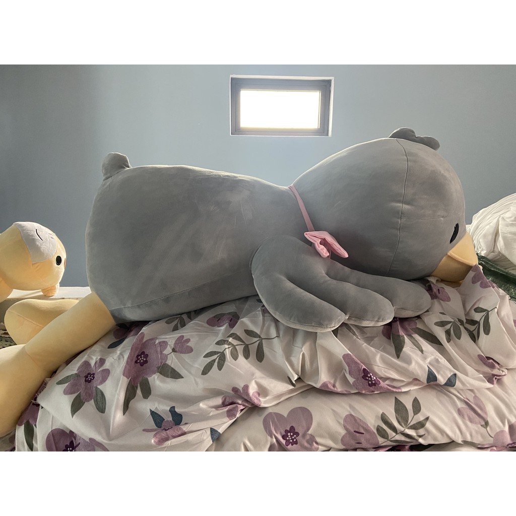Gấu bông vịt ghi   SIÊU TO KHỔNG LỒ DÀI 1M2 vỏ bọc nỉ mềm mại ,  bông mịn siêu nảy chống xẹp