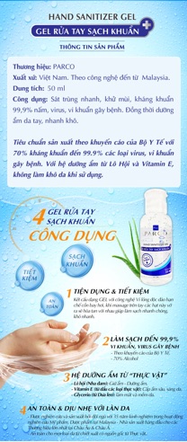 GEL RỬA TAY KHÔ - Không làm khô da tay, khử khuẩn, khử mùi bao nhanh 60ml