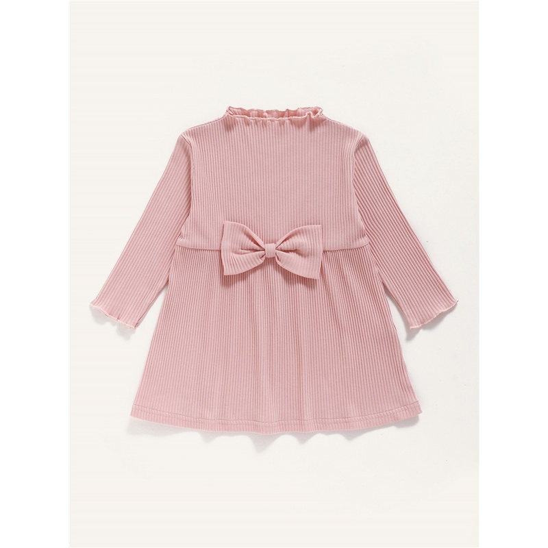 Đầm dự tiệc Mikrdoo vải cotton màu hồng dài tay thời trang cho bé gái sơ sinh