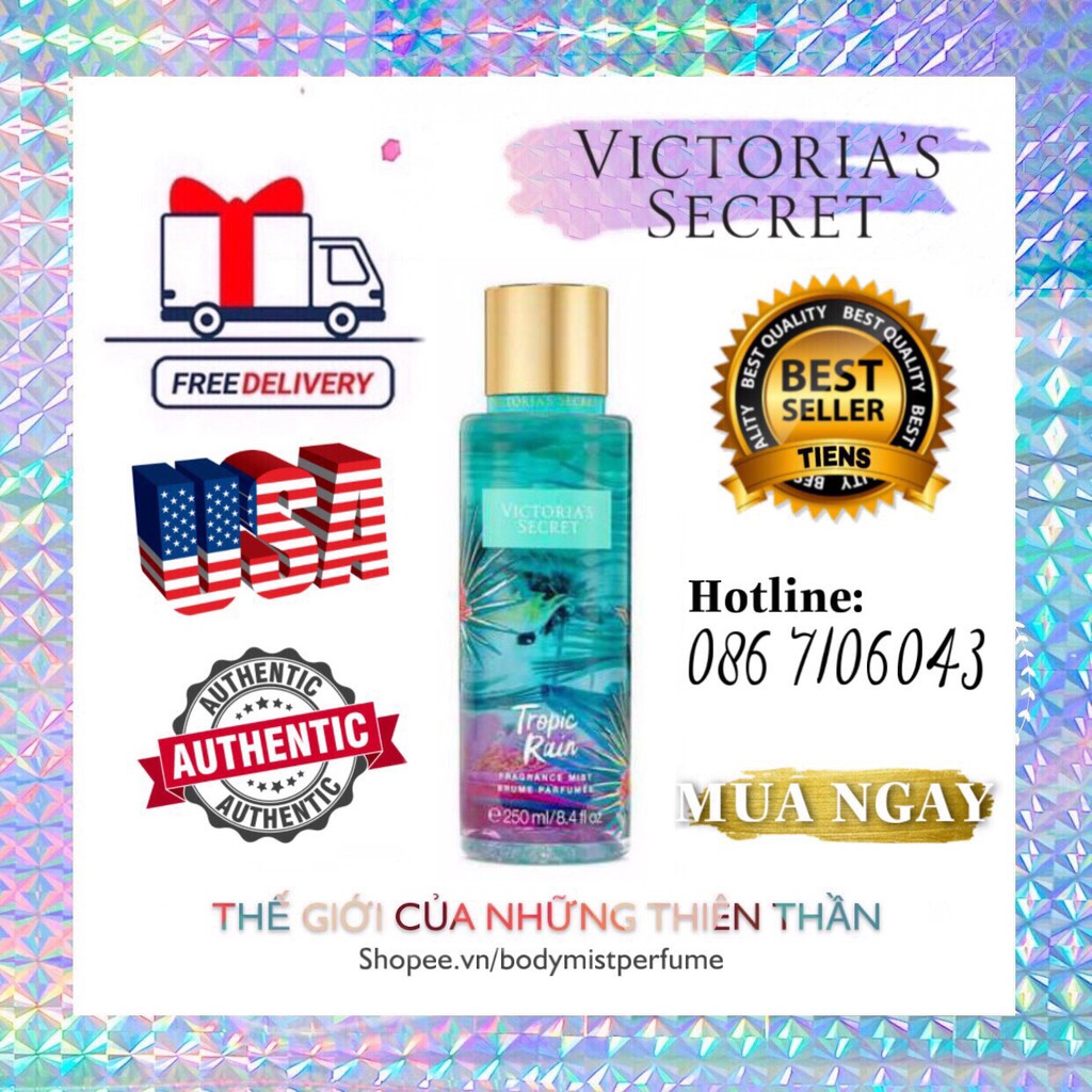 𝗕𝗢𝗗𝗬𝗠𝗜𝗦𝗧𝗣𝗘𝗥𝗙𝗨𝗠𝗘⚜️Xịt Thơm Body Victoria’s Secret Tropic Rain 250ml