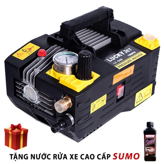 Máy Phun Xịt Rửa Xe Cao Áp 2200W Lucky Jet LT590 (Mô tơ dây đồng, tự hút, có chỉnh áp)