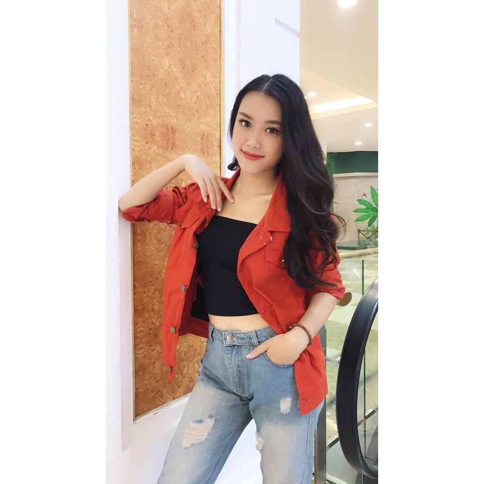 ÁO KHOÁC KAKI MÀU CAM FOME RỘNG NAM VÀ NỮ MẶC RẤT CHẤT. NF3