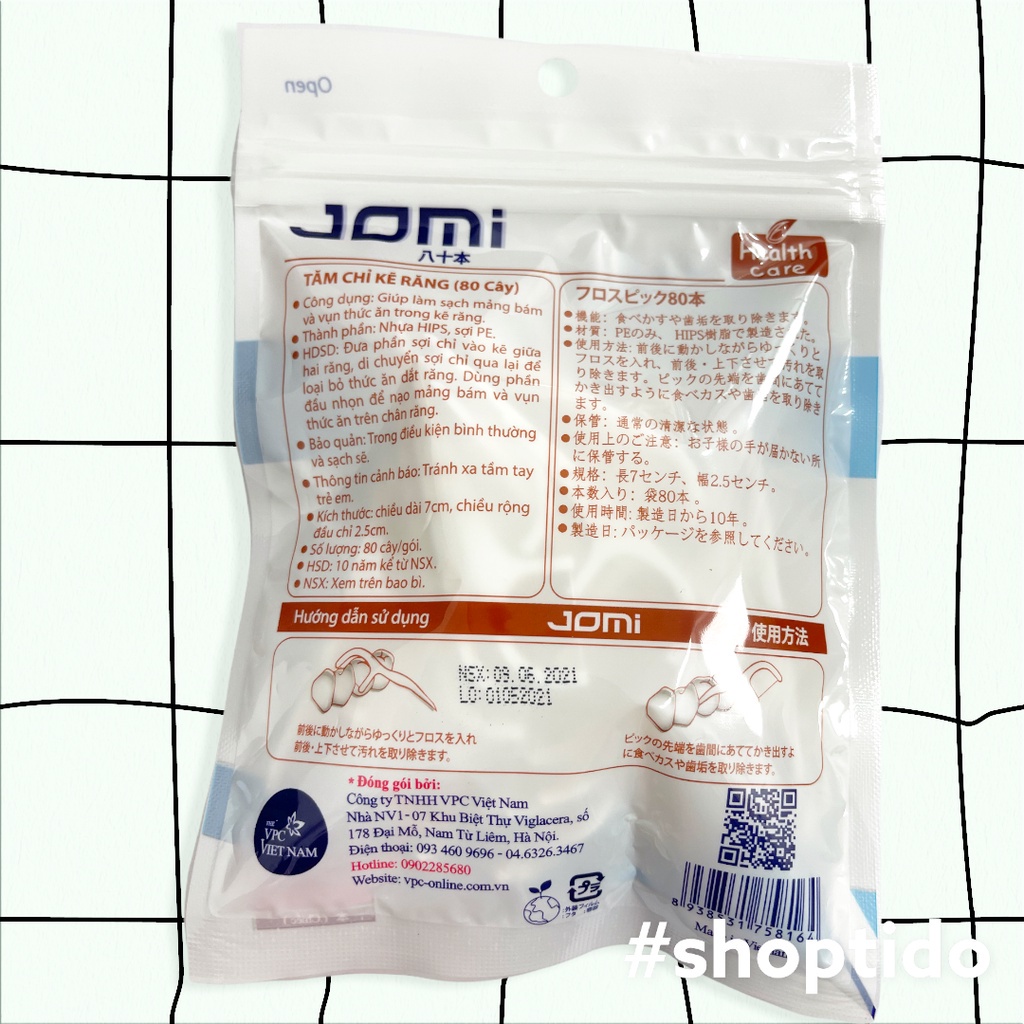 Tăm chỉ nha khoa Nhật Bản Jomi tăm chỉ sạch khuẩn cao cấp NPP Tido88