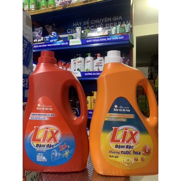 Combo 2 chai nước giặt Lix hương hoa đỏ/cam 3.8kg