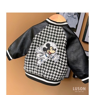 Áo dạ mickey phối tay da bé trai