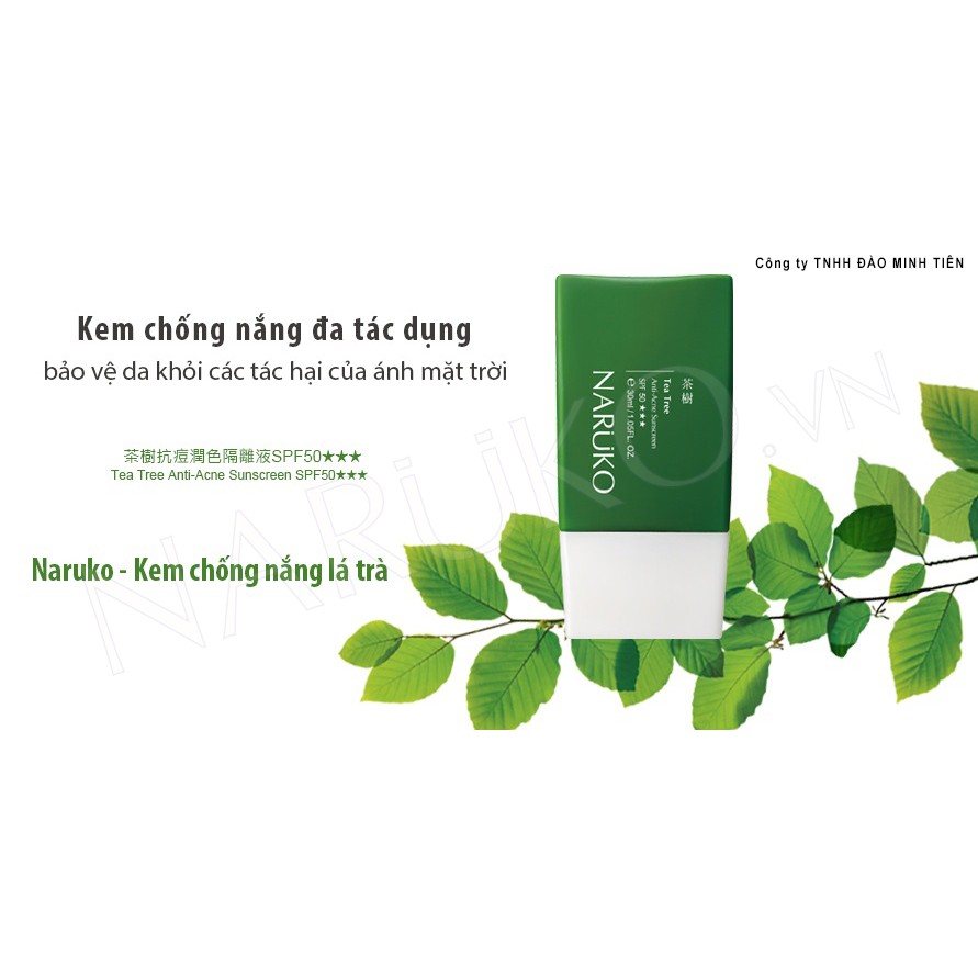 Kem Chống Nắng NARUKO Tràm Trà Cho Da Dầu Mụn SPF50 30ML (Bản Đài)