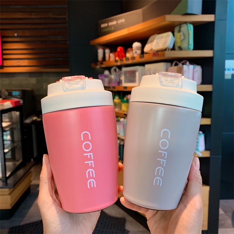 [Mã LIFE1511A giảm 10% đơn 50K] Cốc giữ nhiệt coffee có ống hút, ly giữ nhiệt inox 304 cao cấp tiện lợi kèm 2 đầu uống
