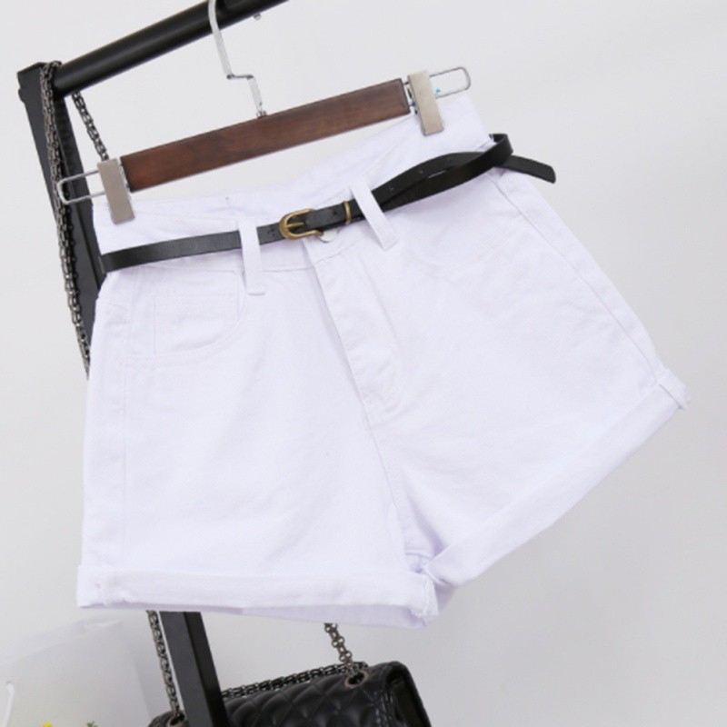 Quần Đùi Nữ Bò Quần Short Nữ Rách Quần Jeans Denim Lưng Cao Phối Túi Phong Cách Retro