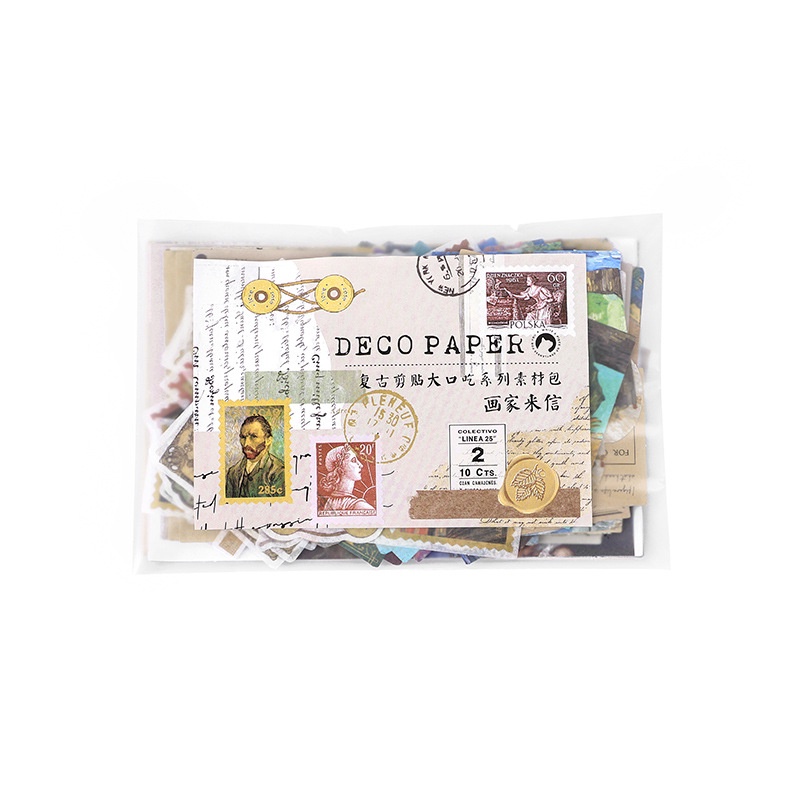 Set 200 Miếng Dán Trang Trí Sổ Tay Phong Cách Vintage