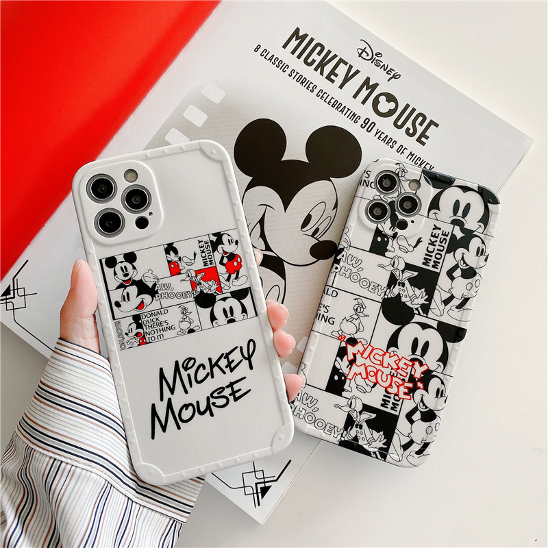 High quaity Soft IMD Silicone Straight edge Back Cover iPhone 11 12 Pro Max 12 Mini Cartoon Disney Mickey Mouse Couple Phone Case iPhone X XS MAX XR 7 8 Plus SE 2020