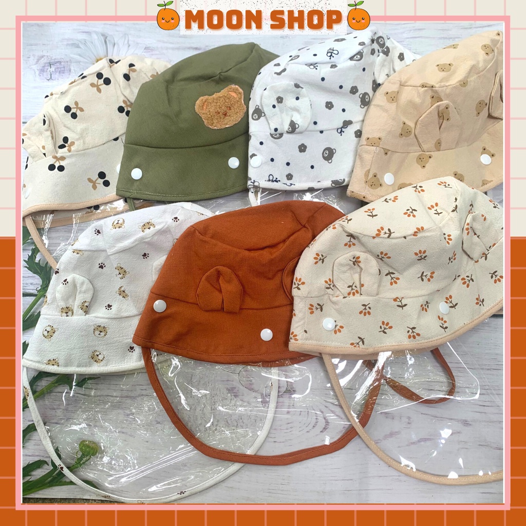 Mũ Đính Kèm Tấm Chắn Giọt Bắn, Bụi Bẩn Nhiều Màu Đáng Yêu Cho Bé Từ 1-3 Tuổi