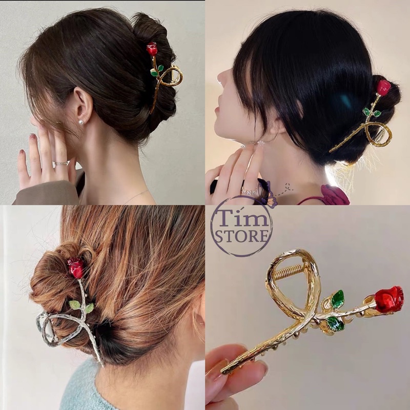 Kẹp tóc phong cách hàn quốc mới 2022 TIMSTORE phụ kiện búi tóc kim loại hoa tulip cây lúa nhiều mẫu
