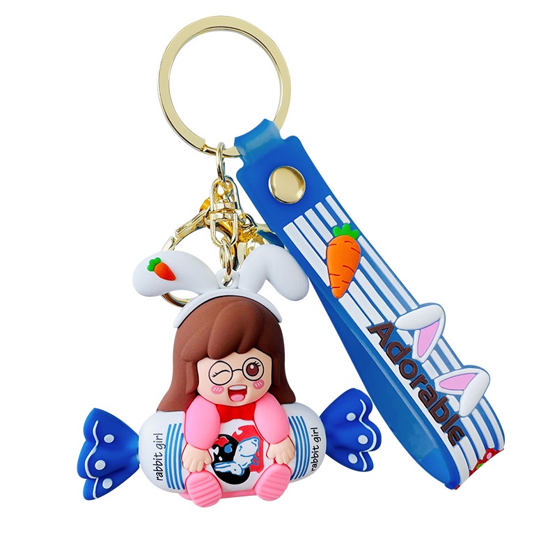 Móc Khóa Hình Thỏ Trắng Hoạt Hình Dễ Thương