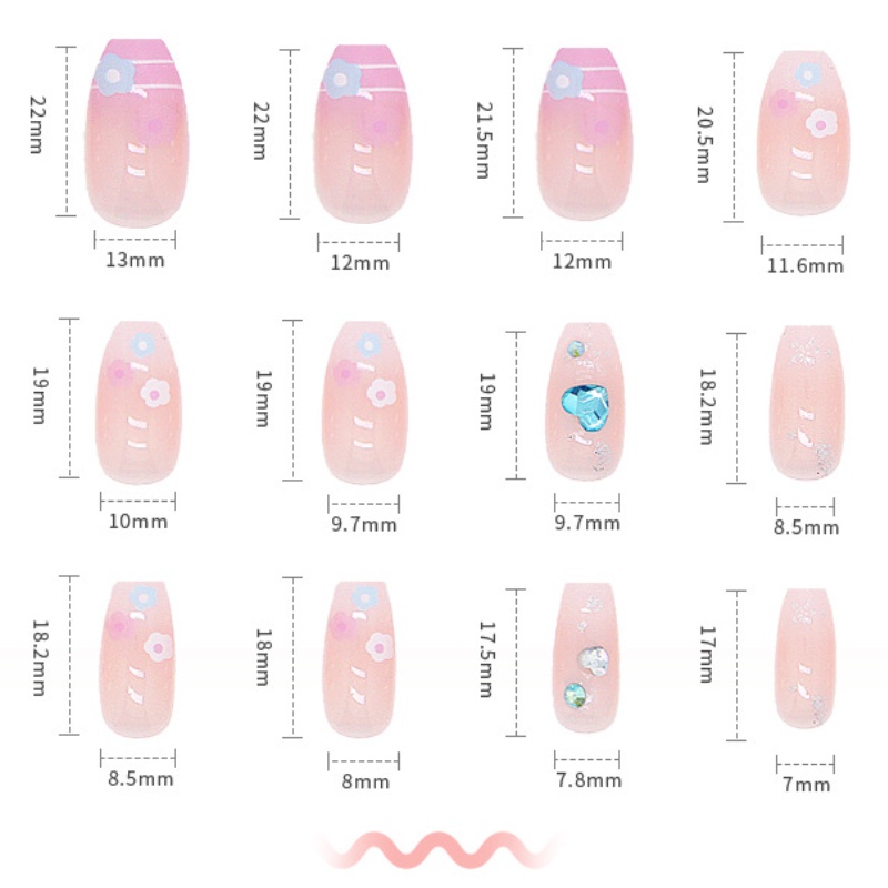 Miếng Dán Trang Trí Móng Tay Đính Kim Cương Giả Màu Hồng Trắng Thời Trang