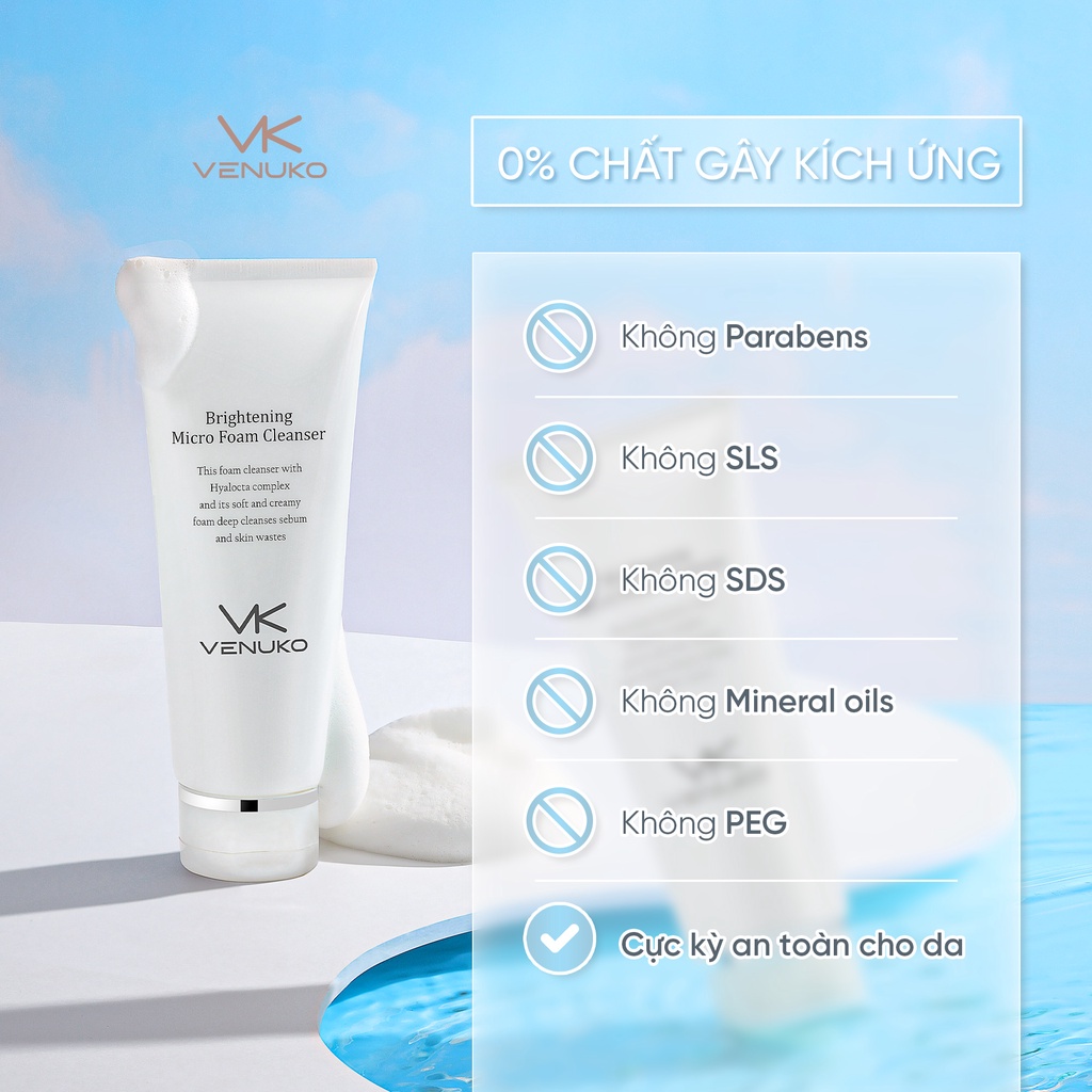 Sữa Rửa Mặt Venuko Brightening Micro Foam Cleanser 150ml