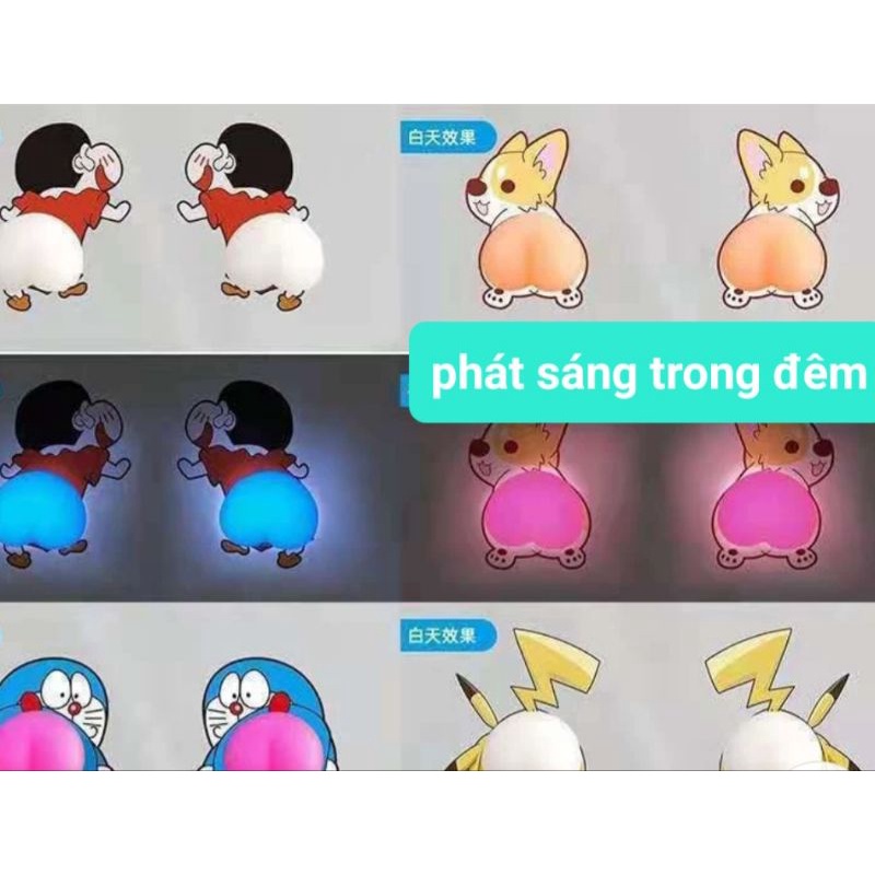 Đồ chơi mông đào Squishy sticker phát sáng trong đêm giảm stress, có clip