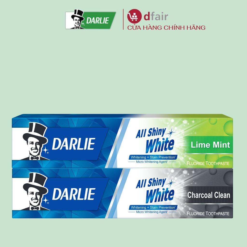 Combo 2 Tuýp Kem Đánh Răng Ông Già Darlie Giúp Răng Trắng Sáng Darlie CHARCOAL Và Lime Mint 140g