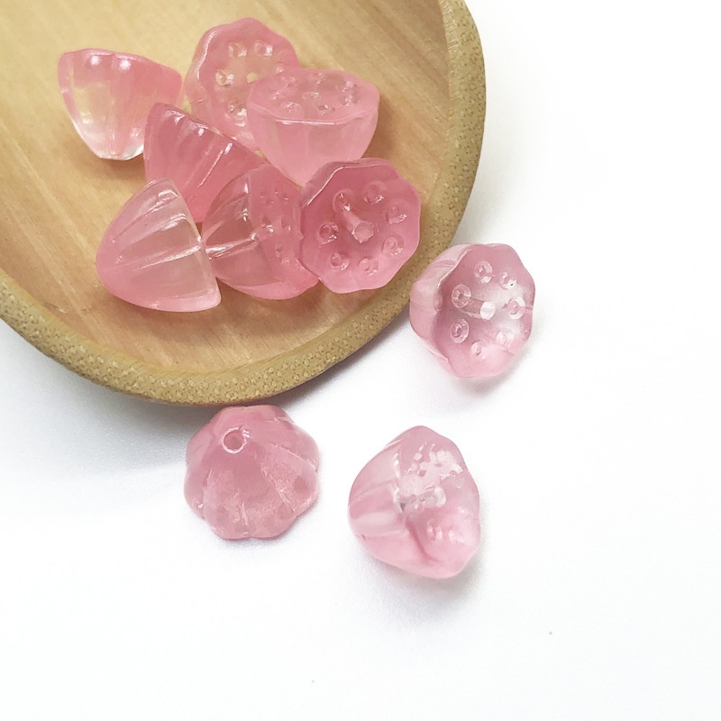 (5 cái)Nhụy hoa sen thủy tinh 8*11mm, Nguyên liệu làm trang sức cổ trang, Nguyên liệu diy