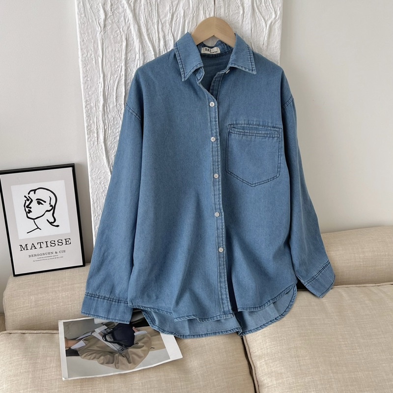 Áo Sơ Mi Jeans Tay Dài Túi Ngực