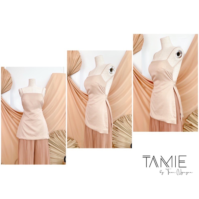 Áo LỤA dây Hở lưng Xẻ vạt SoHot TAMIEclothing Hình thật