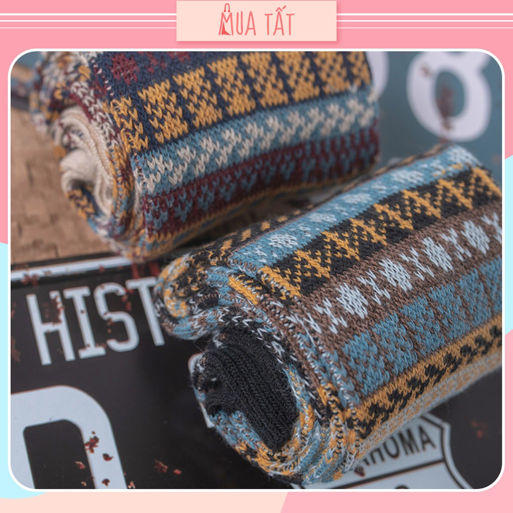 Vớ dài/ tất dài họa tiết thổ cẩm tam giác nhỏ Mua Tất unisex (muatatshop)