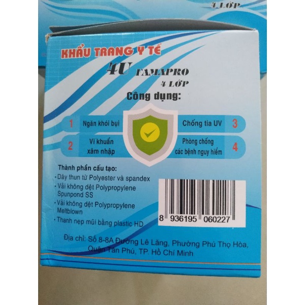 combo 1 HỘP KHẨU TRANG Y TẾ 4 LỚP GIẤY LỌC KHÁNG KHUẨN CAO CẤP NAM ANH 4U và 1 khung đệm silicon tạo độ phồng