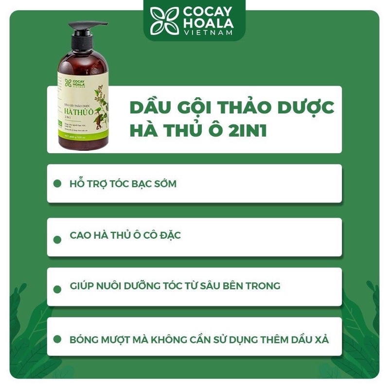 Dầu gội thảo dược hà thủ ô cỏ cây hoa lá 450ml