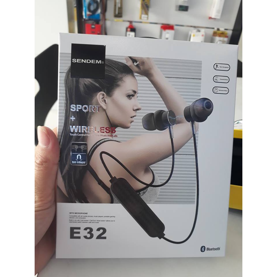 Tai Nghe Bluetooth SENDEM E32 Nút Cảm Ứng 2 tai - Chịu nước- Cách Âm Tốt