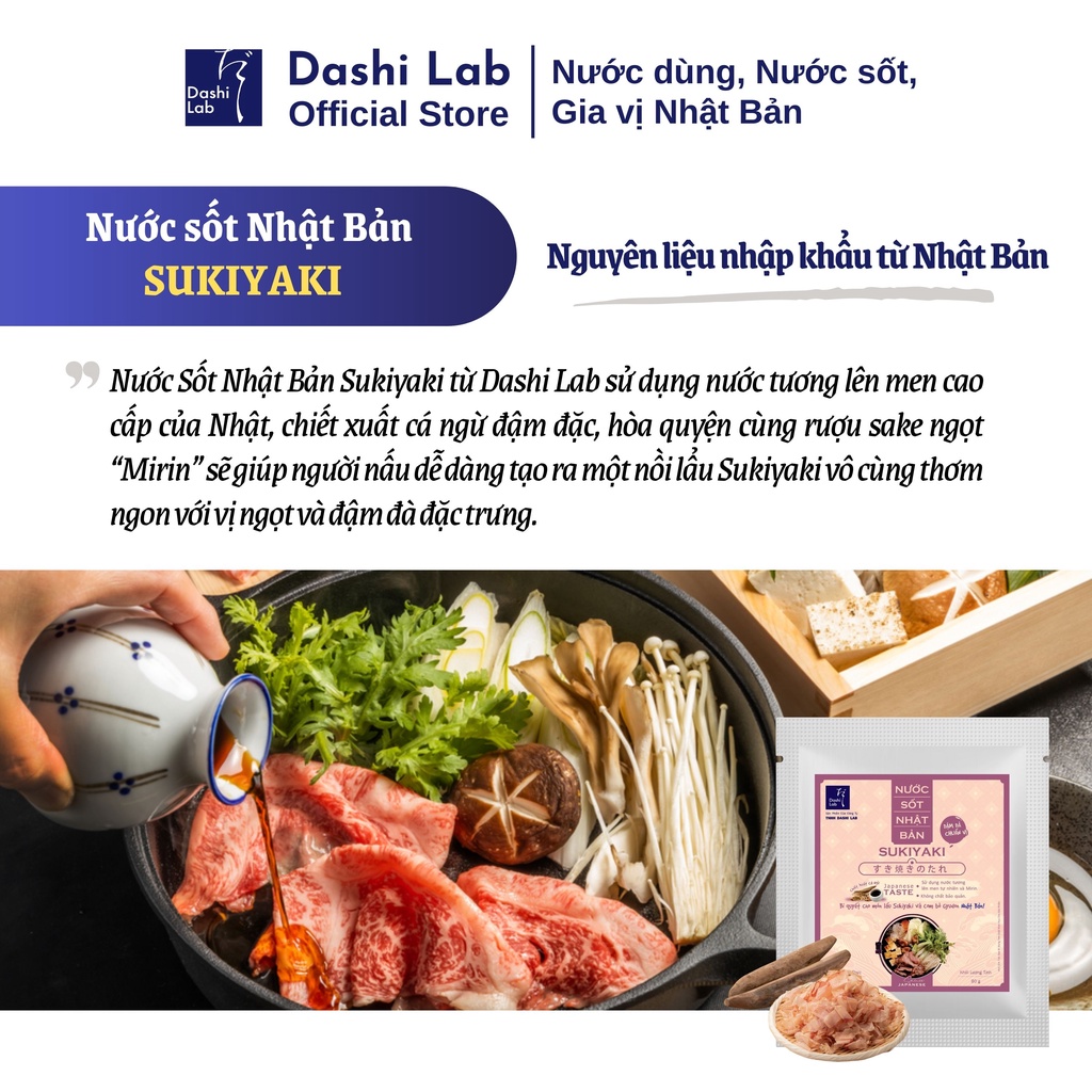 Nước Sốt SUKIYAKI Nhật Bản Hương Vị Thơm Ngon Đậm Đà Đặc Trưng DASHI LAB Gói 80g