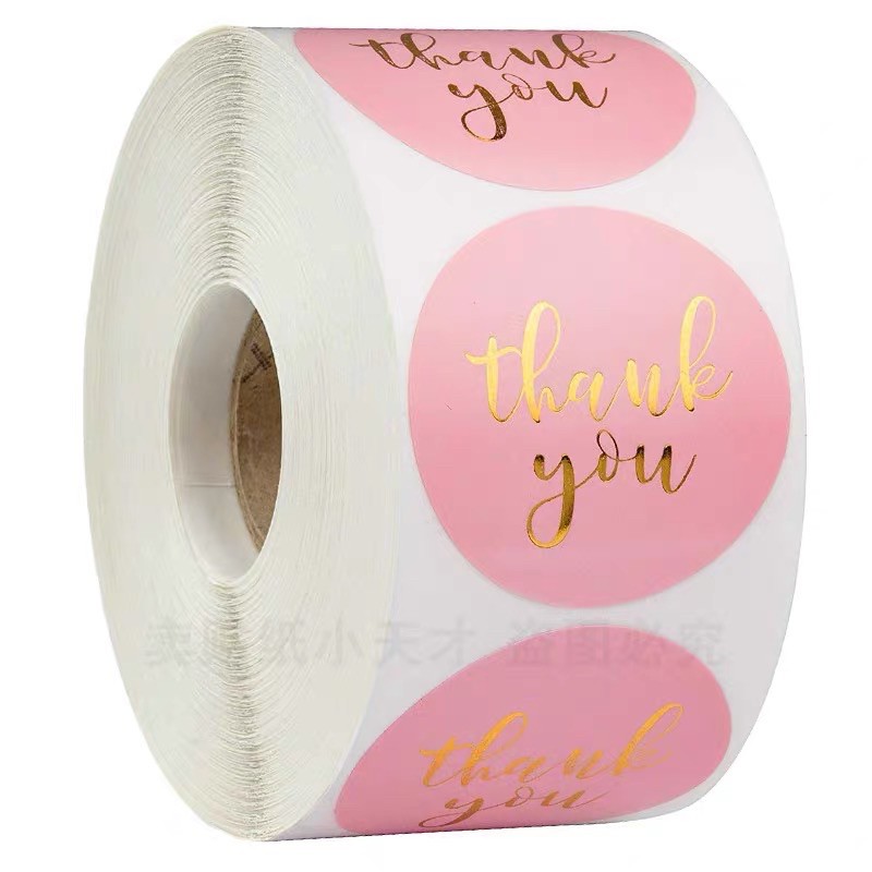 Combo 20 miếng tem sticker thank you pink - thiết kế mới