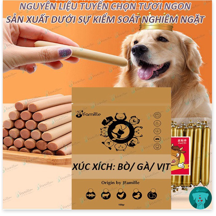 [THƠM NỨC] Xúc Xích Ăn Liền Cho Thú Cưng, 100% Từ Thịt Thật/ 3 Vị-Bò Gà Vịt, Cung Cấp Năng Lượng, Dinh Dưỡng Tối Ưu.