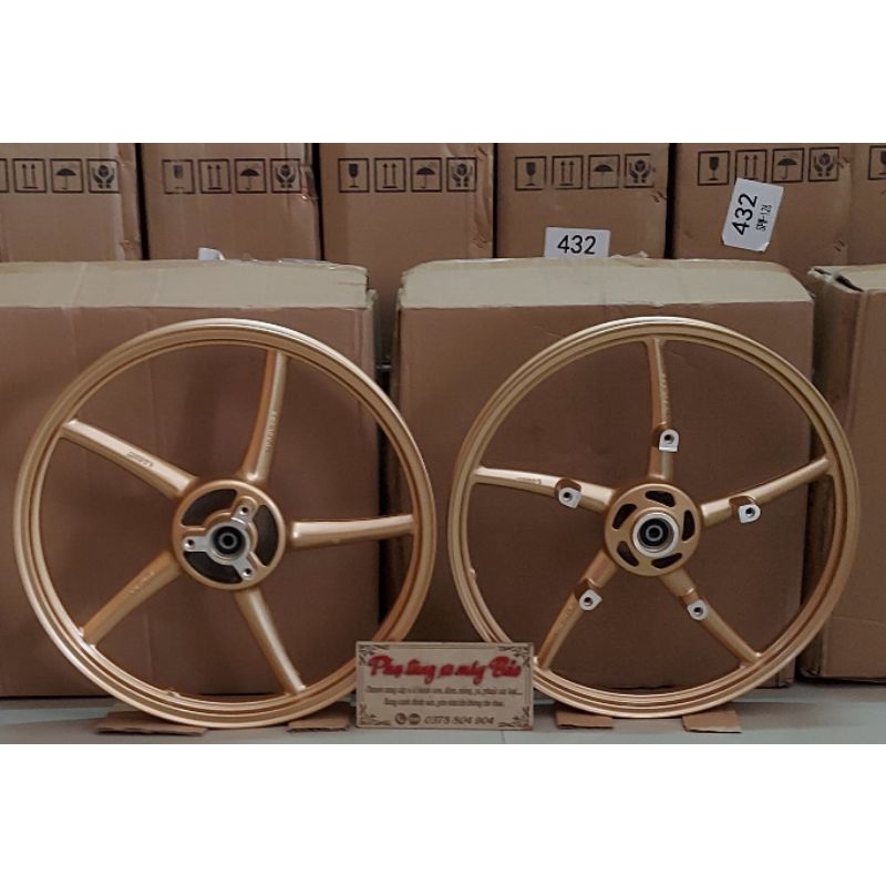 Bánh mâm 5 cây cho xe satria. raider  trước 1.4 sau 1.6 hiệu AT racing gắn như zin k cần chế gồm 4 màu đen. trắng. vàng