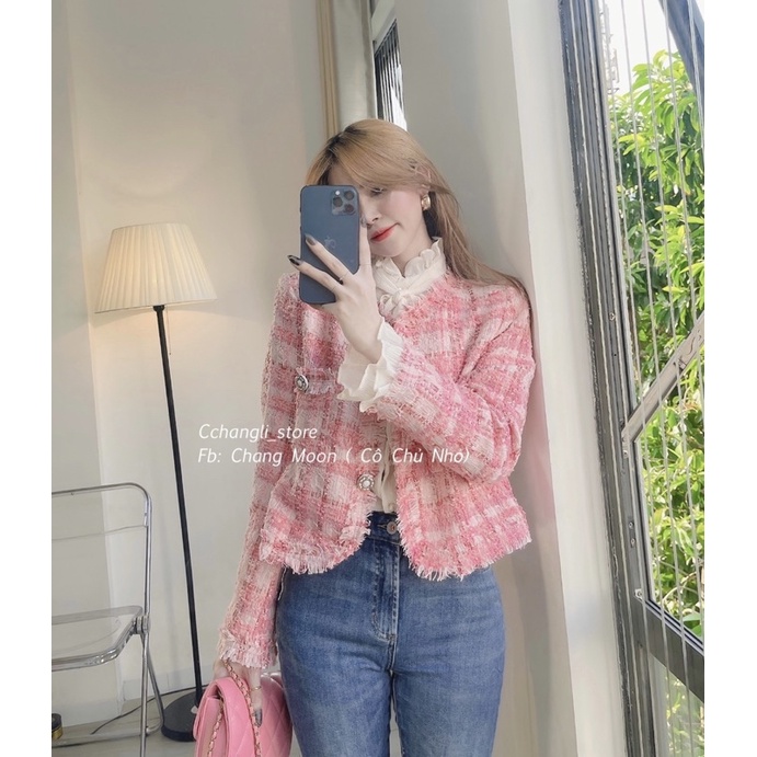 Áo dạ tweed màu hồng hàng quảng châu cao cấp ( ảnh thật shop chụp) | BigBuy360 - bigbuy360.vn