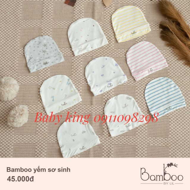 Bamboo by Lil-little love. Nón sơ sinh vải tre mềm mại, mát rượi