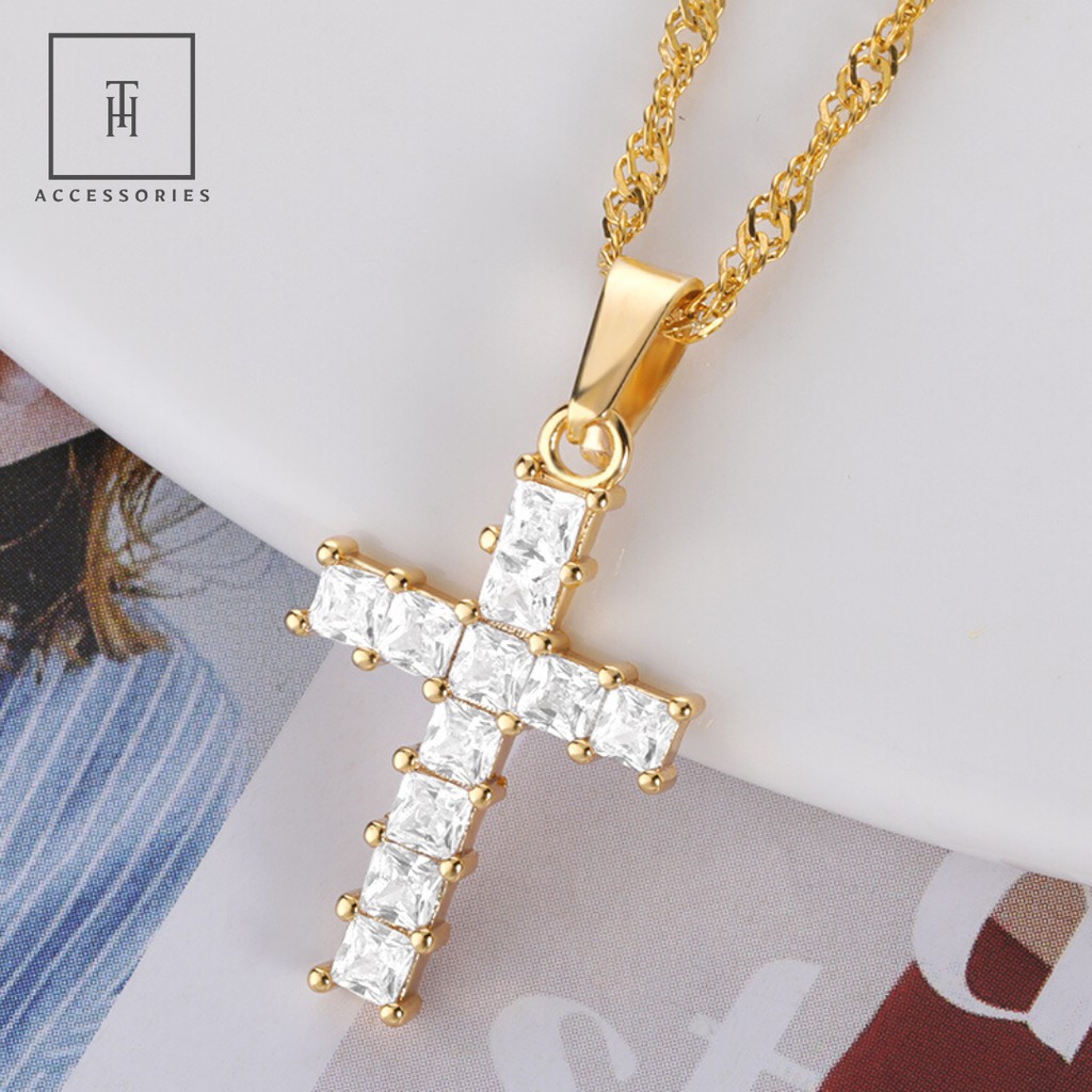 Dây chuyền HK Bạc S925 Cross Thánh Giá Diamond CTD12