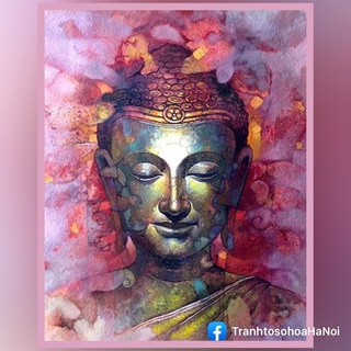 Tranh số hoá tự tô đã căng khung phật tổ ánh hồng Hà Nội Painting