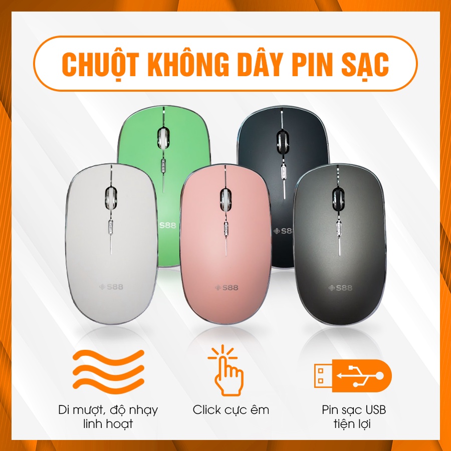 Chuột Không Dây Sạc Pin Deino OFi 1 / S88 Pro 1 / Chuột Không Dây Office Wireless V3 - BH 24 tháng 1 đổi 1 - Chính hãng